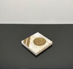 Squared Ashtray in Travertine and Brass by Fratelli Mannelli, Italy, 1970s