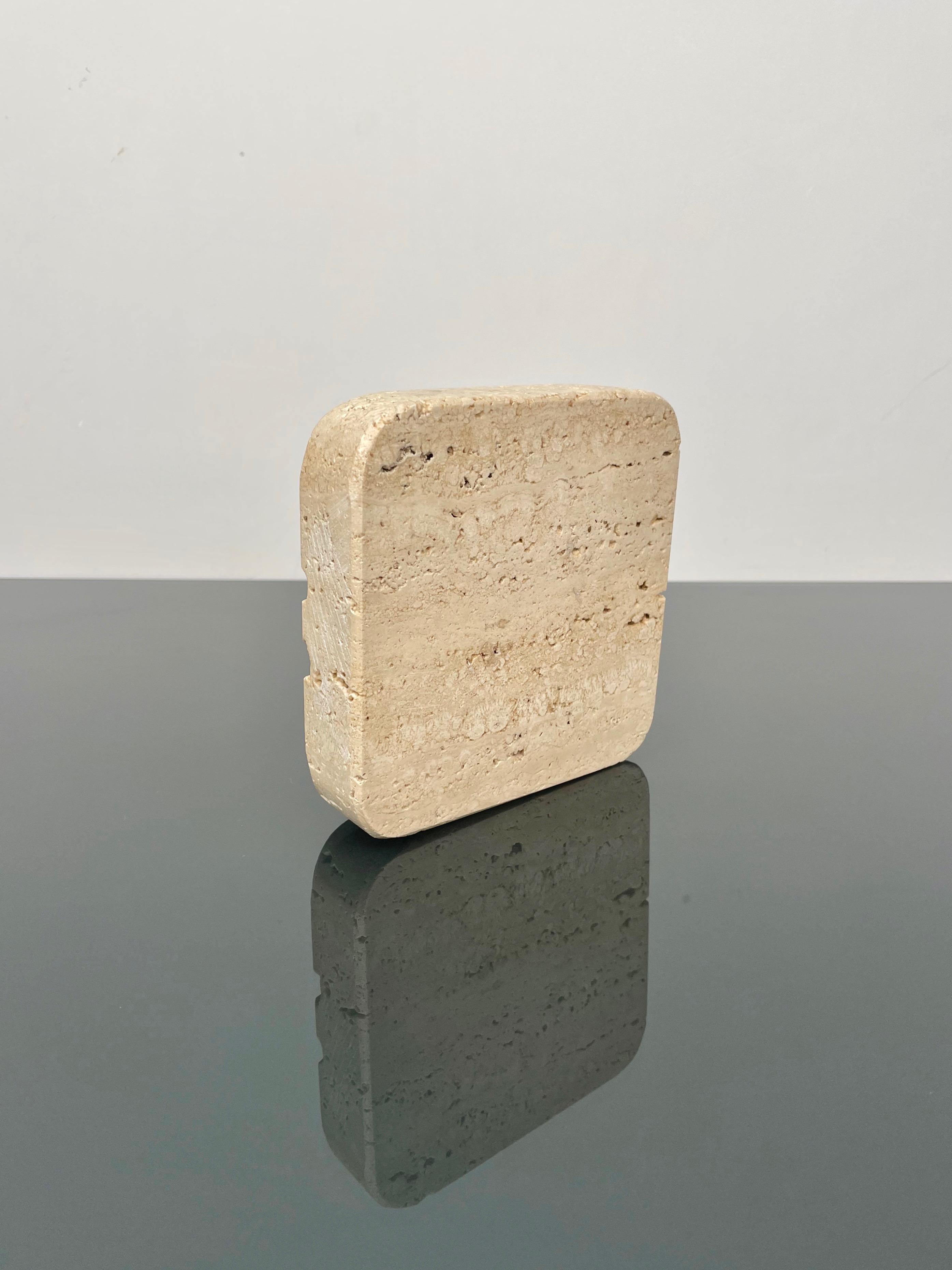 Squared Ashtray in Travertine Attributed to Fratelli Mannelli, Italy 1970s For Sale 5