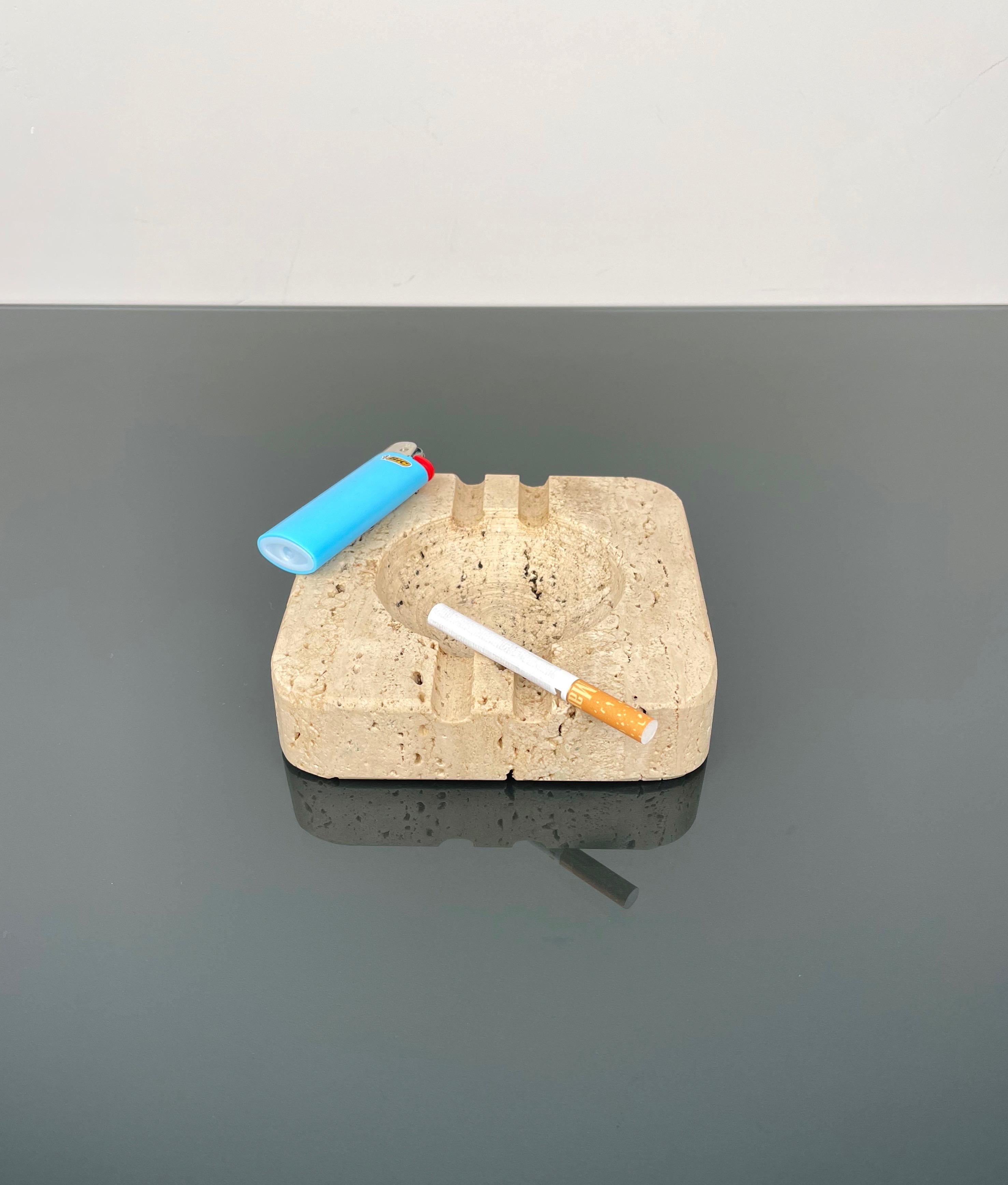 Squared Ashtray in Travertine Attributed to Fratelli Mannelli, Italy 1970s For Sale 2