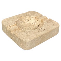 Squared Ashtray in Travertine Attributed to Fratelli Mannelli, Italy 1970s