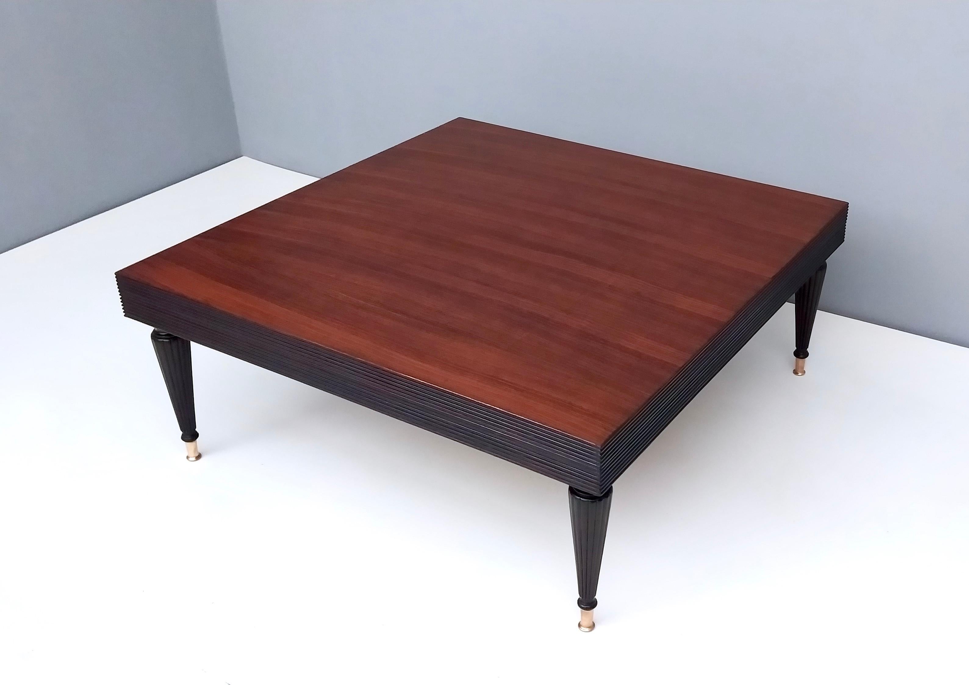 Italian Vintage Square Walnut Coffee Table in the Style of Paolo Buffa, Italy