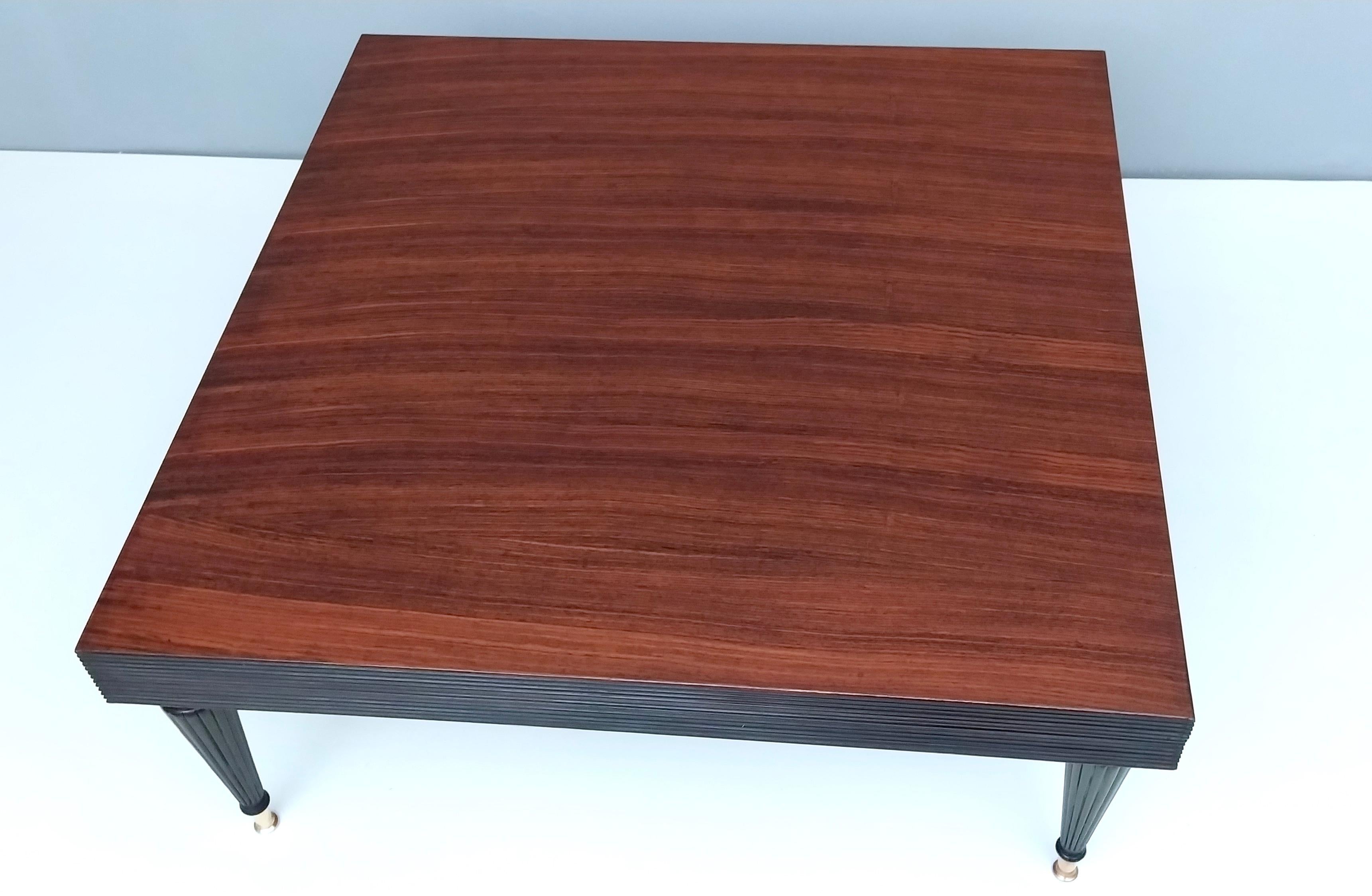 Ebonized Vintage Square Walnut Coffee Table in the Style of Paolo Buffa, Italy