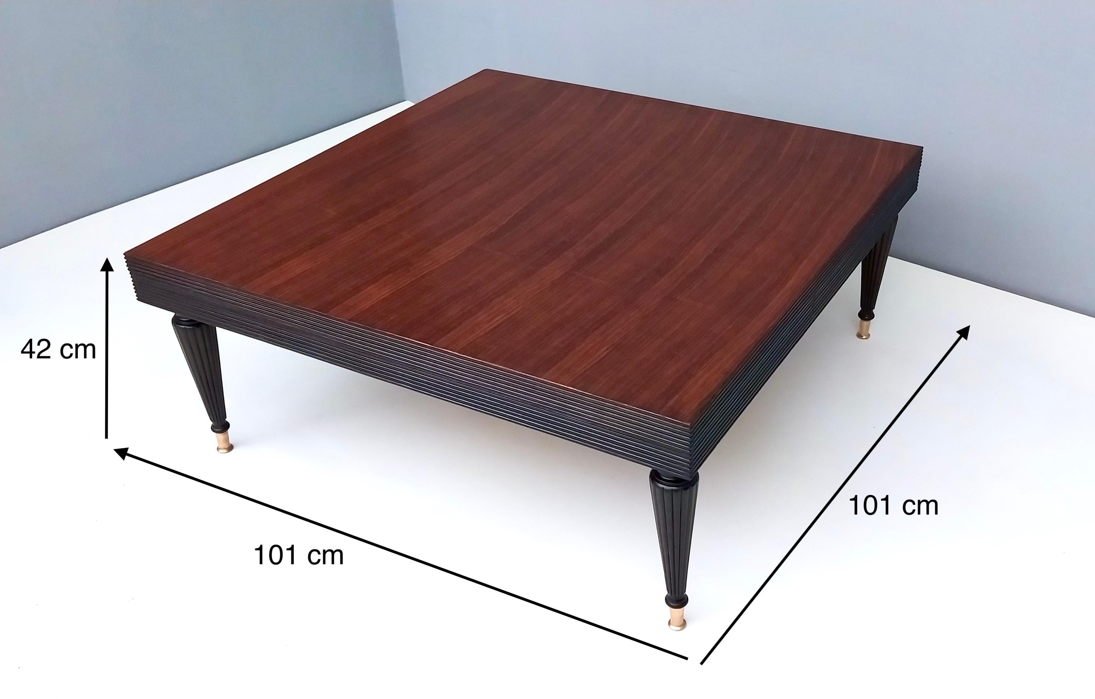 Vintage Square Walnut Coffee Table in the Style of Paolo Buffa, Italy 1