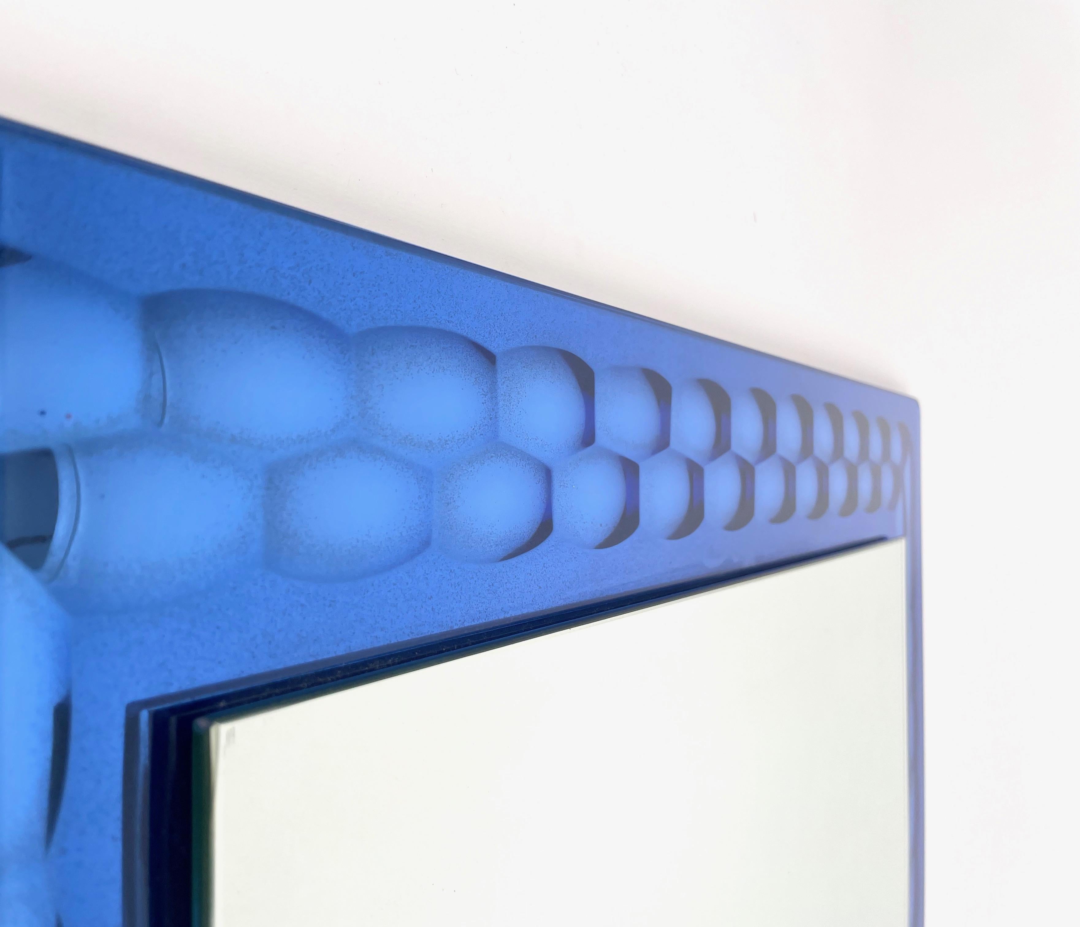 Squared Blue Wall Mirror by Lupi Cristal Luxor, Italy, 1960s For Sale 2