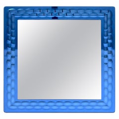 Quadratischer blauer Wandspiegel von Lupi Cristal Luxor, Italien, 1960er Jahre
