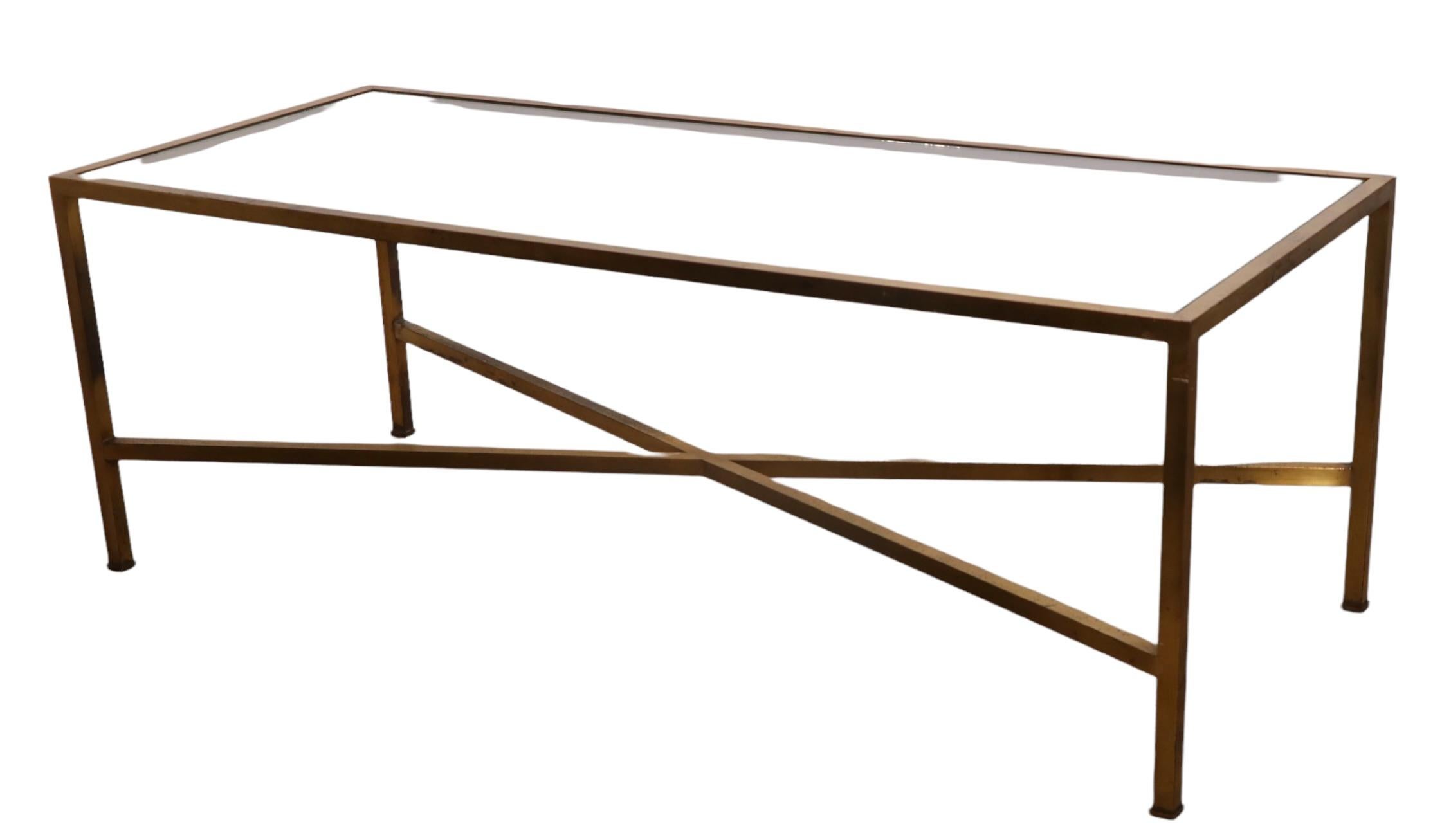 Squared Brass and Glass Coffee Table Made in Italy 1970’s For Sale 4