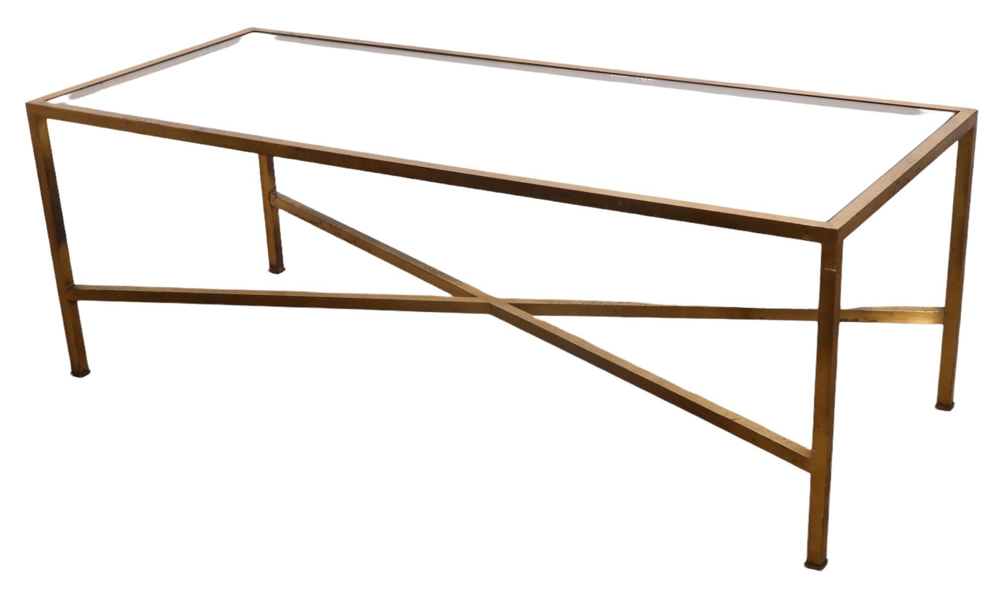 Squared Brass and Glass Coffee Table Made in Italy 1970’s For Sale 5