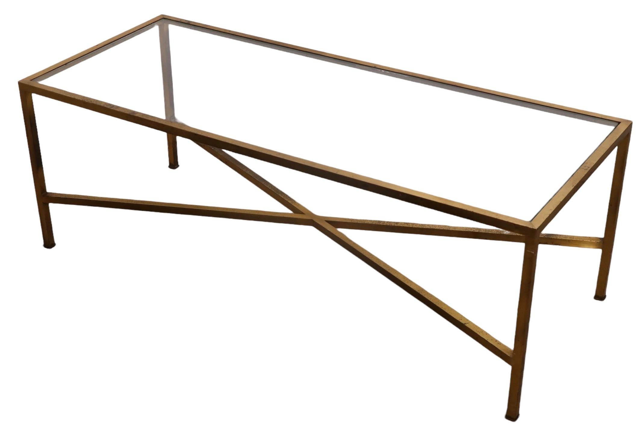 Squared Brass and Glass Coffee Table Made in Italy 1970’s For Sale 3