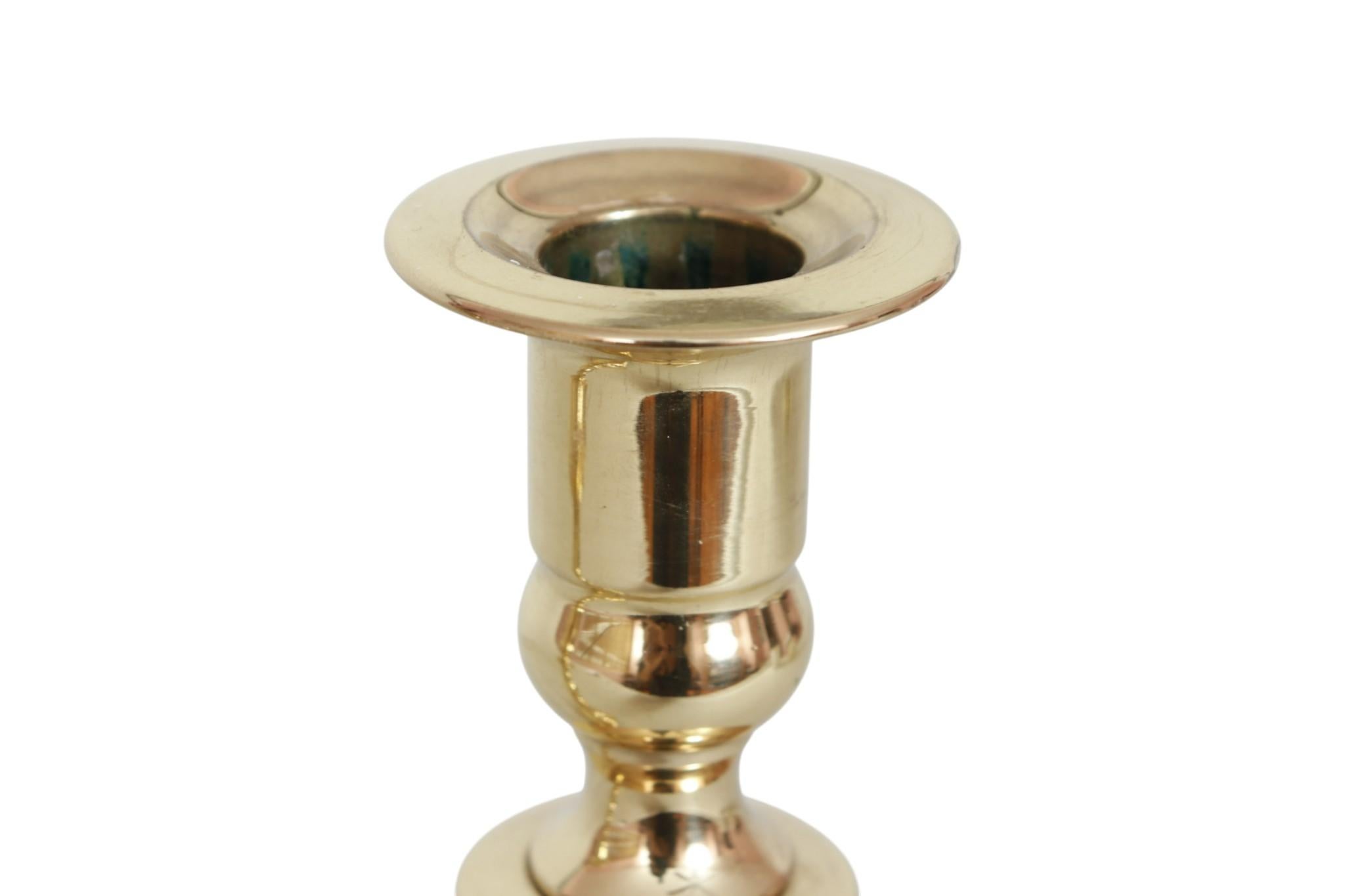 Squared Brass Candlestick Holders, a Pair In Good Condition For Sale In Bradenton, FL
