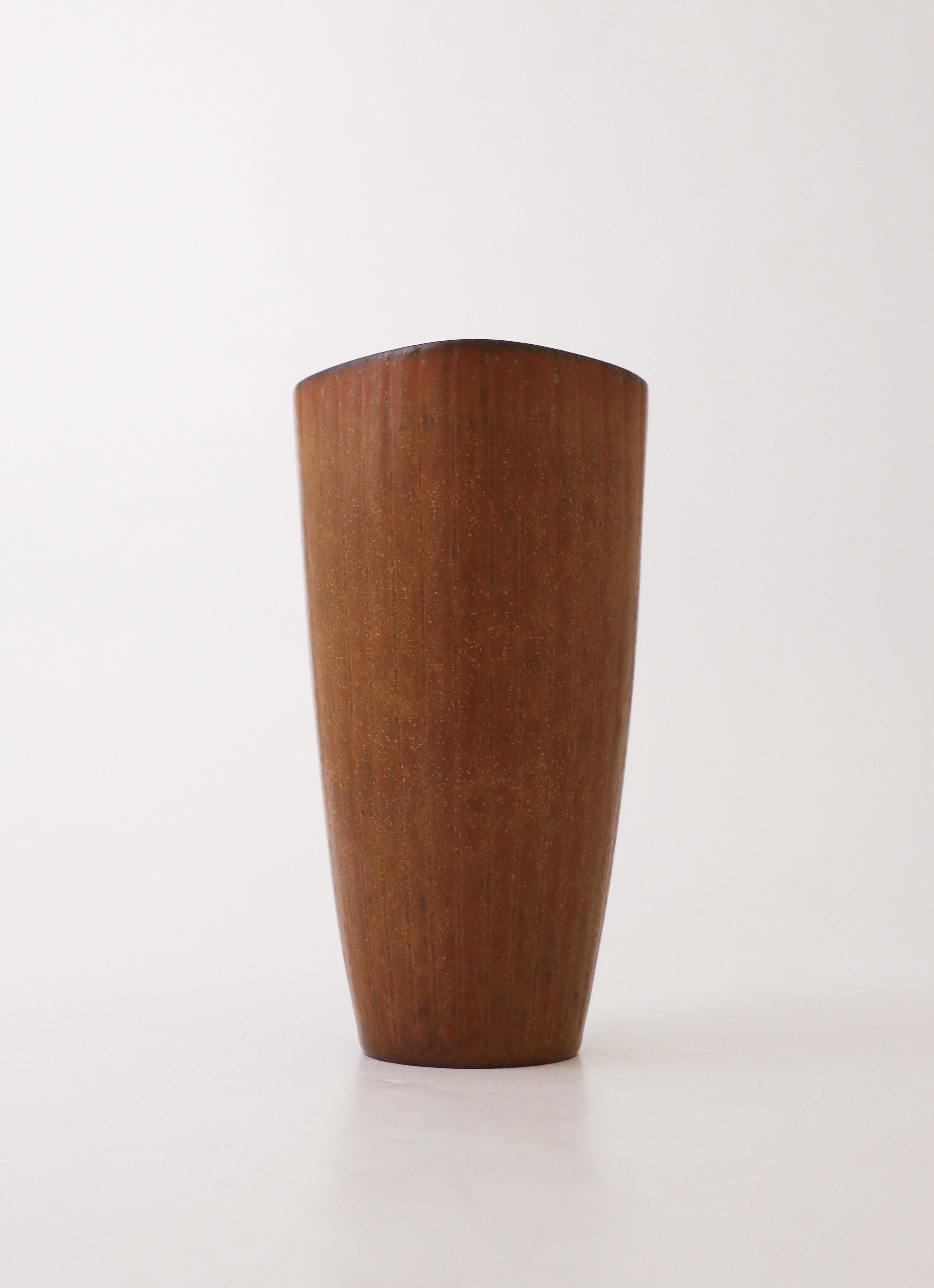 Swedish Squared, Brown Vase, Gunnar Nylund, Rörstrand, Scandinavian Mid-Century Vintage For Sale