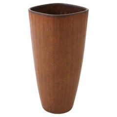 Viereckig, Braune Vase, Gunnar Nylund, Rörstrand, Skandinavisch Mid-Century Vintage