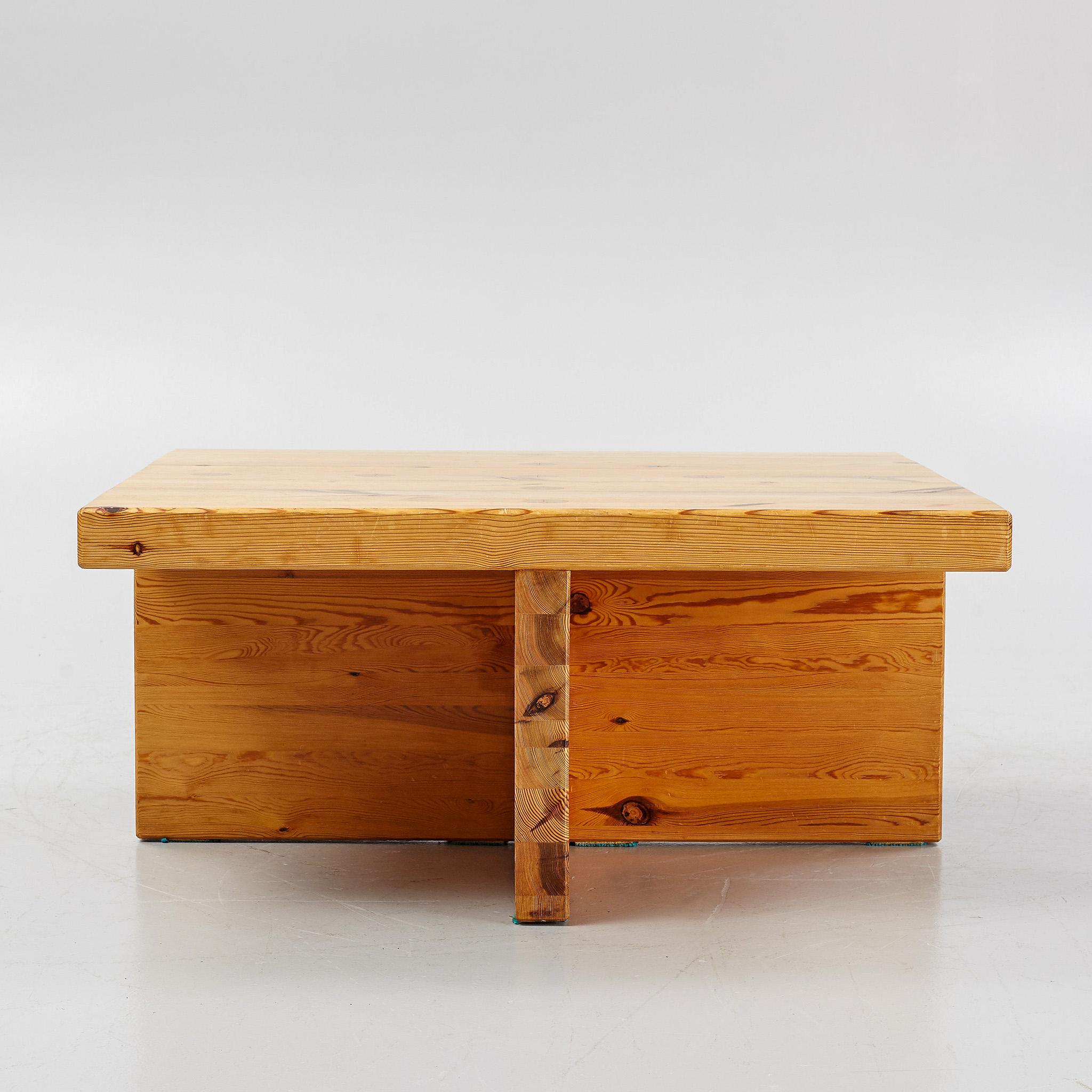 Squared Coffee Sofa Table in Solid Pine by Sven Larsson Produced in Sweden 1970s For Sale 1