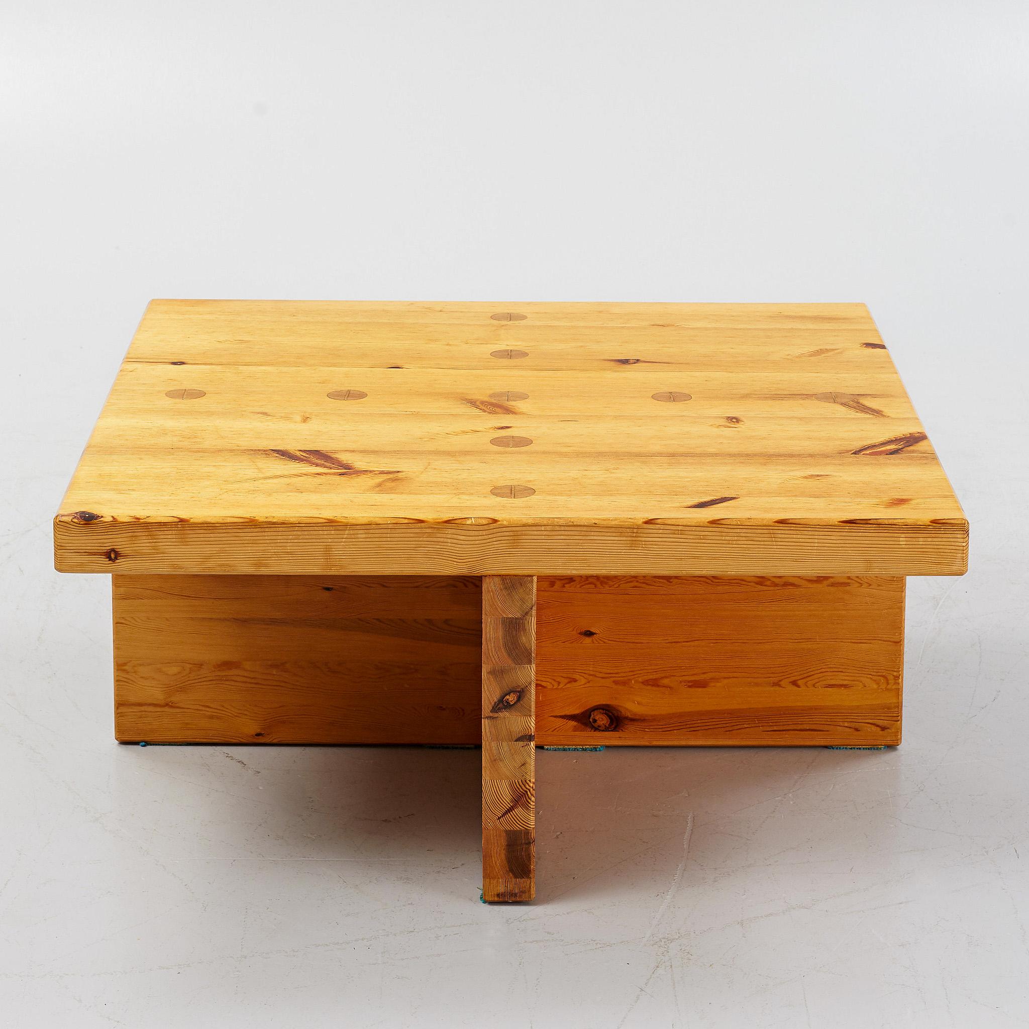 Squared Coffee Sofa Table in Solid Pine by Sven Larsson Produced in Sweden 1970s For Sale 2