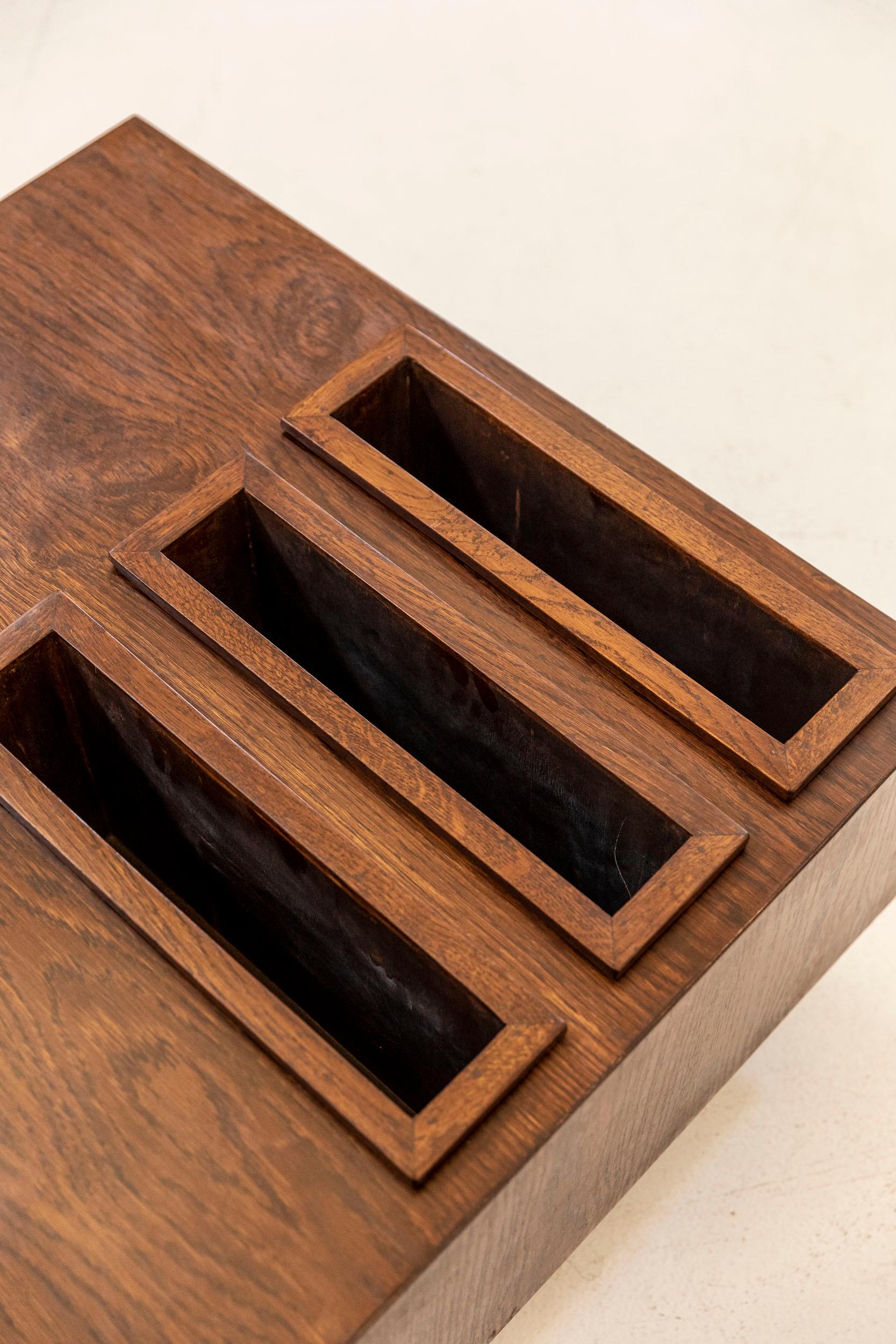 Oak Squared Coffee Table Attributed to Giuseppe Rivadossi