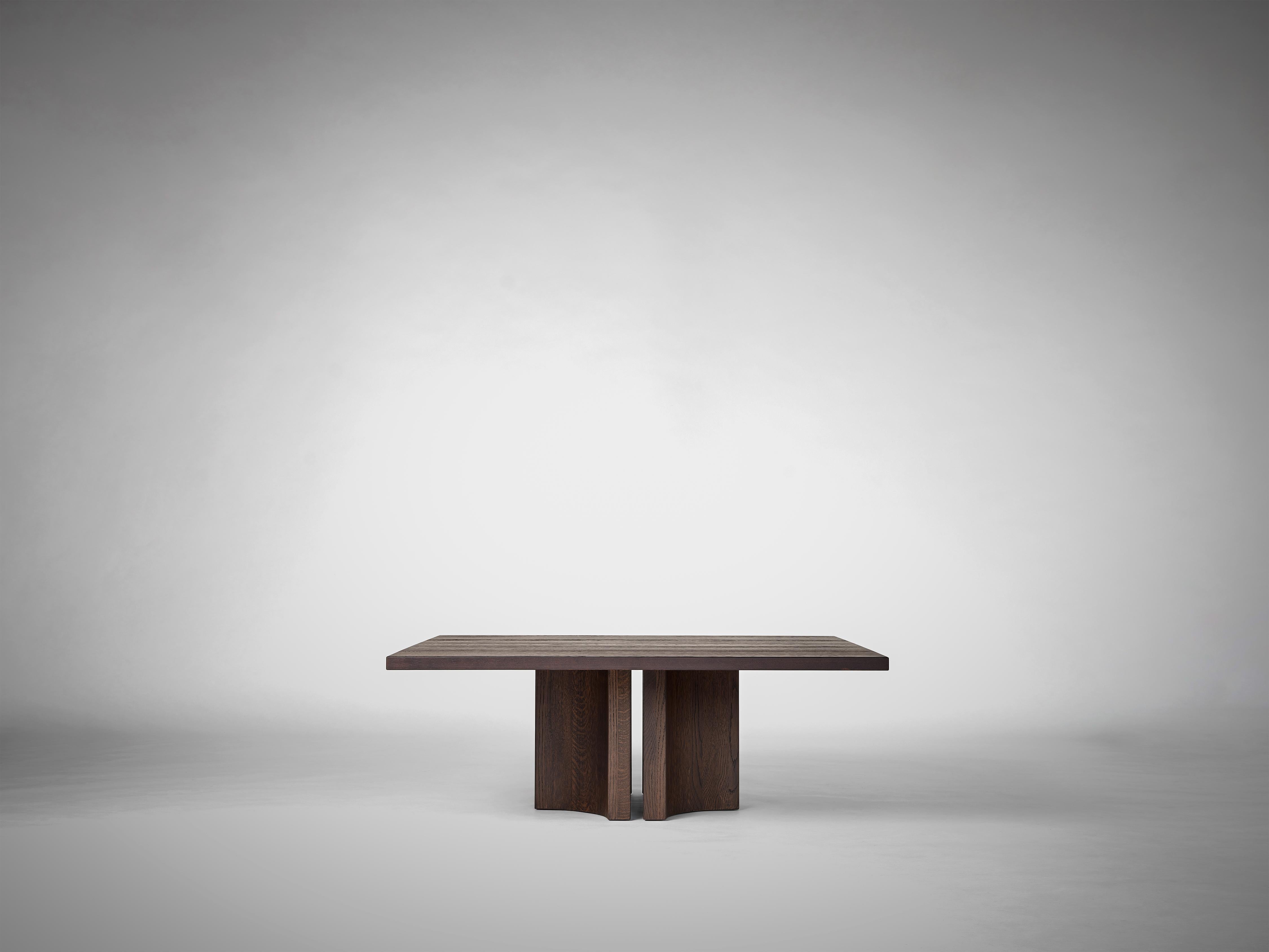 Brutalist Squared Coffee Table in Dark Brown European Oak - Aperta by Mokko For Sale