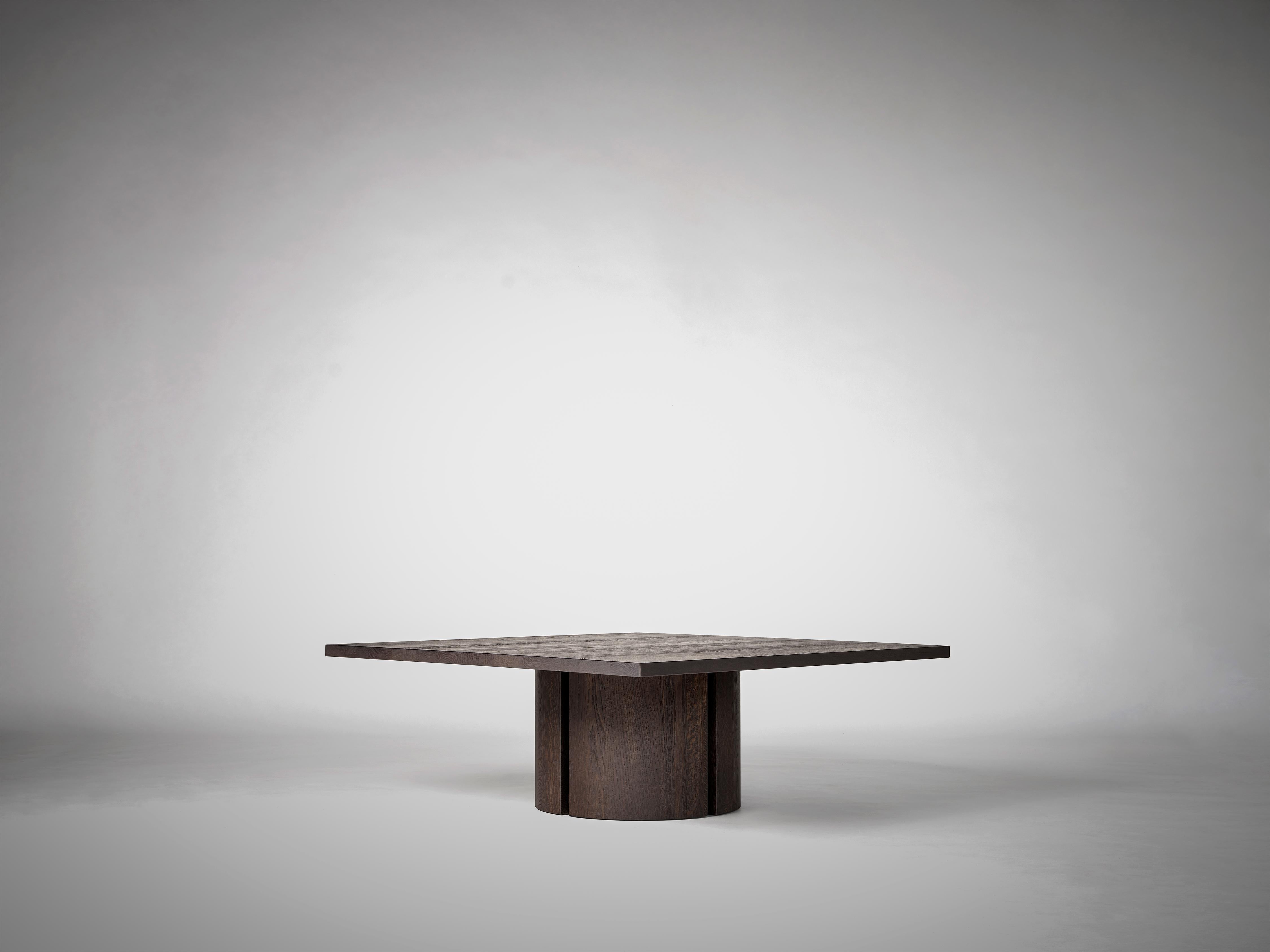 Hand-Crafted Squared Coffee Table in Dark Brown European Oak - Aperta by Mokko For Sale