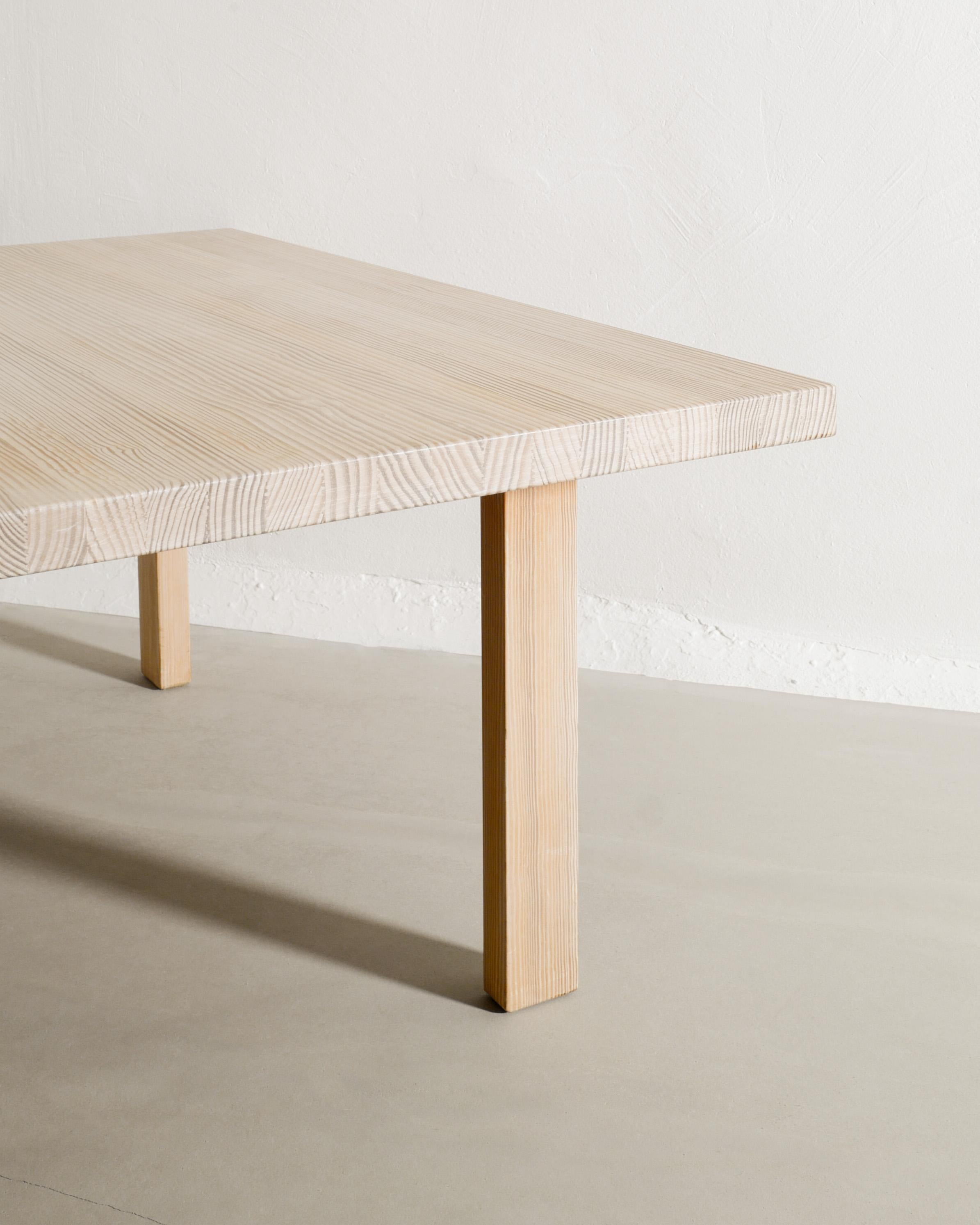 Scandinavian Modern Squared Danish Asymmetrical Wooden Coffee Sofa Table in Oregon Pine, 1970s For Sale