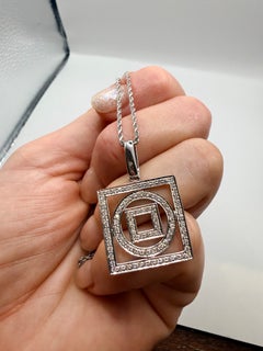 Squared diamond pendant necklace 18KT gold
