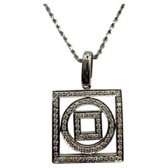Squared diamond pendant necklace 18KT gold