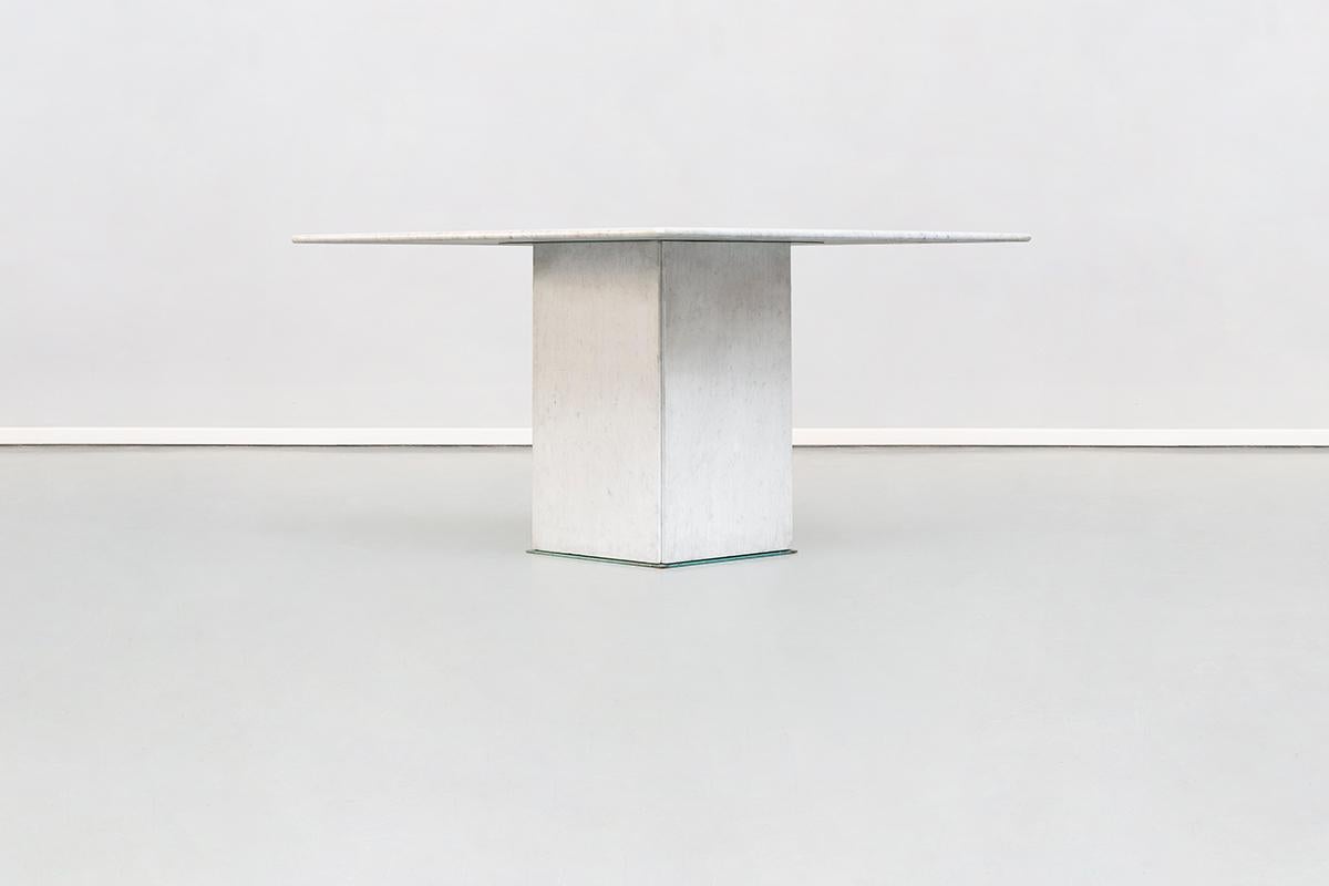 Mid-Century Modern Squared Dining Marble Table by Gianfranco Frattini, 1985 For Sale