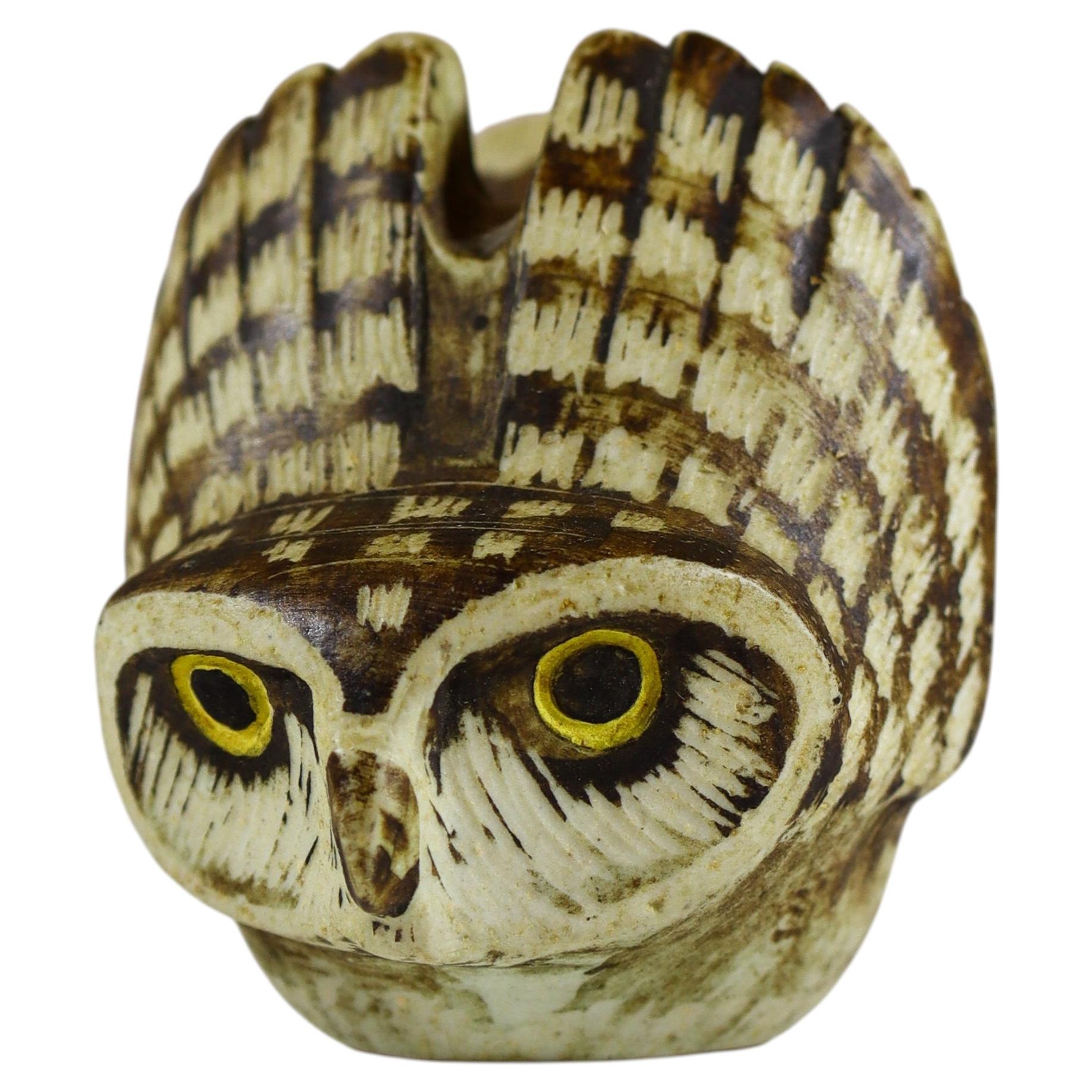 Edward Lindahl Owl, Gustavsberg Porcelain, 1950s Mid-Century For Sale