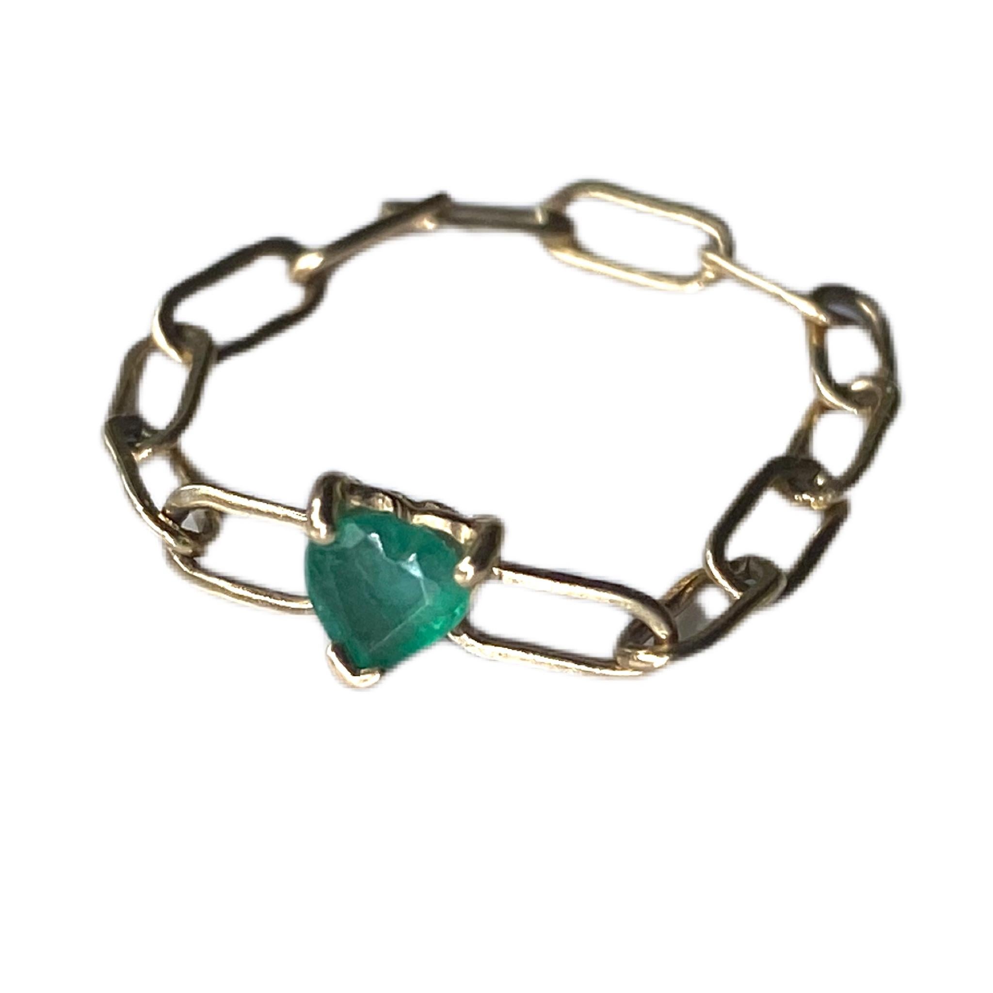 Squared Emerald Chain Ring Gold For Sale 1