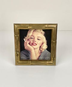 Squared Faux Bamboo Brass Picture Frame Attributed to Tommaso Barbi Italy 1970s