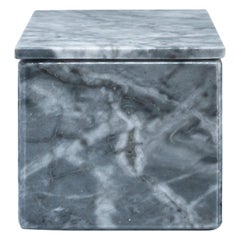 Caja de mármol Bardiglio gris cuadrada con tapa, hecha a mano