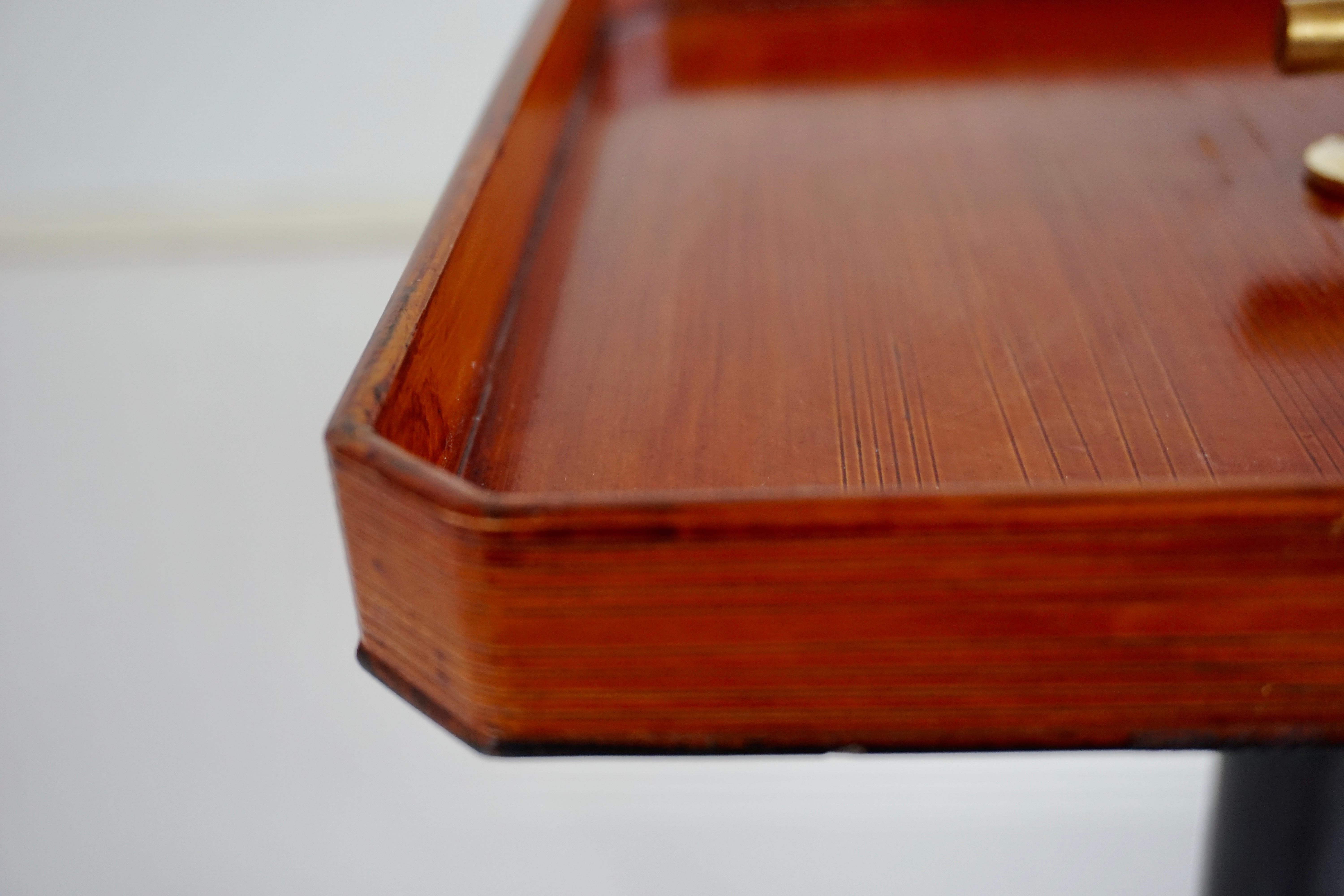 squared  gueridon side table marble, bamboo, wood, brass, C-NOIRE 2 L. Ciompi 25 For Sale 3