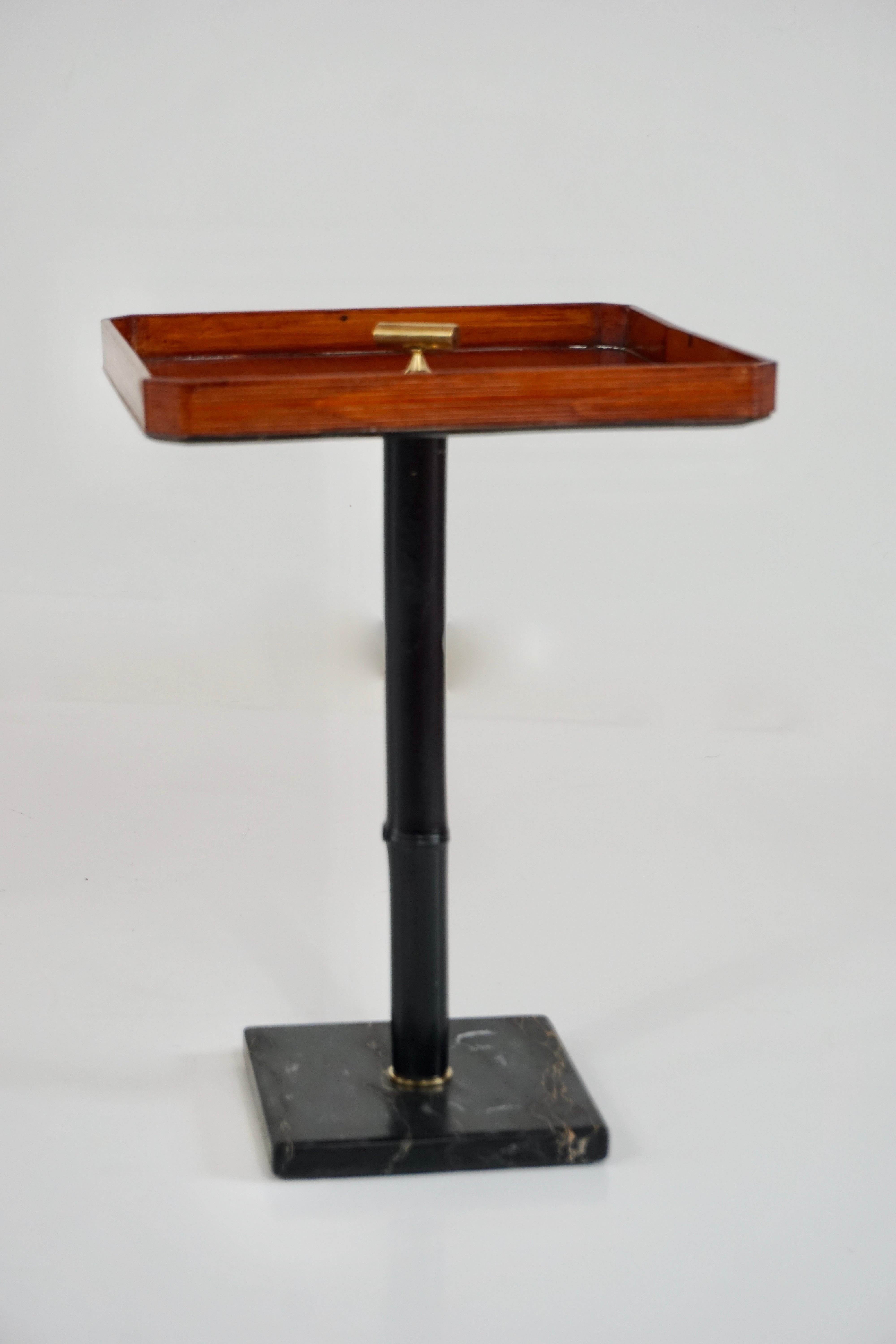 Italian squared  gueridon side table marble, bamboo, wood, brass, C-NOIRE 2 L. Ciompi 25 For Sale