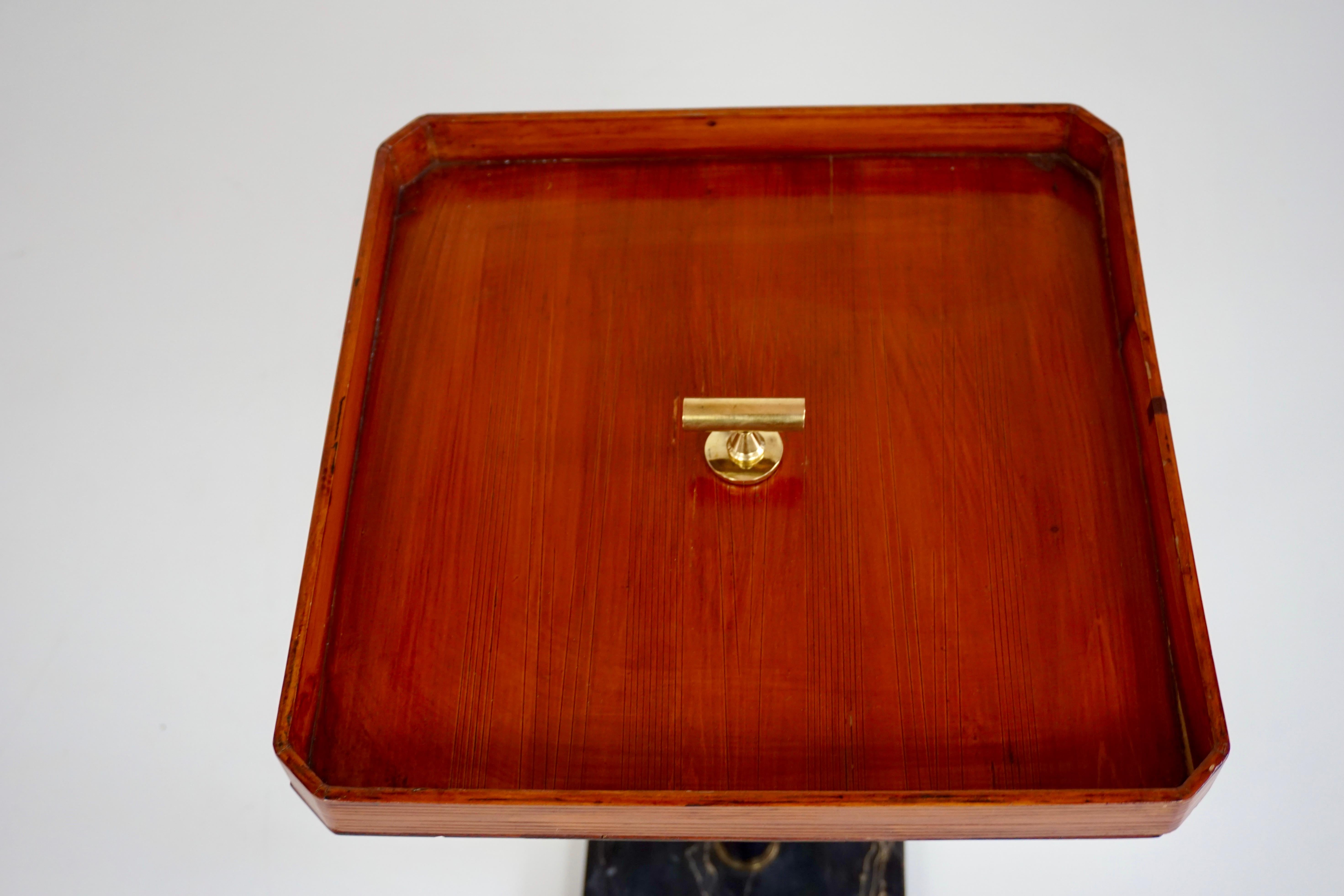 Contemporary squared  gueridon side table marble, bamboo, wood, brass, C-NOIRE 2 L. Ciompi 25 For Sale