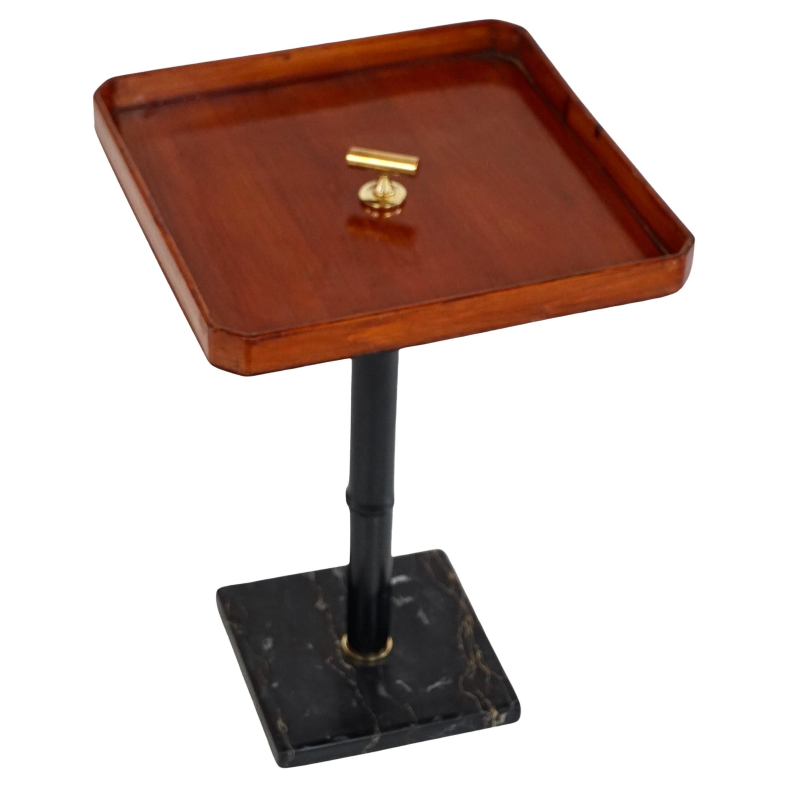 squared  gueridon side table marble, bamboo, wood, brass, C-NOIRE 2 L. Ciompi 25 For Sale