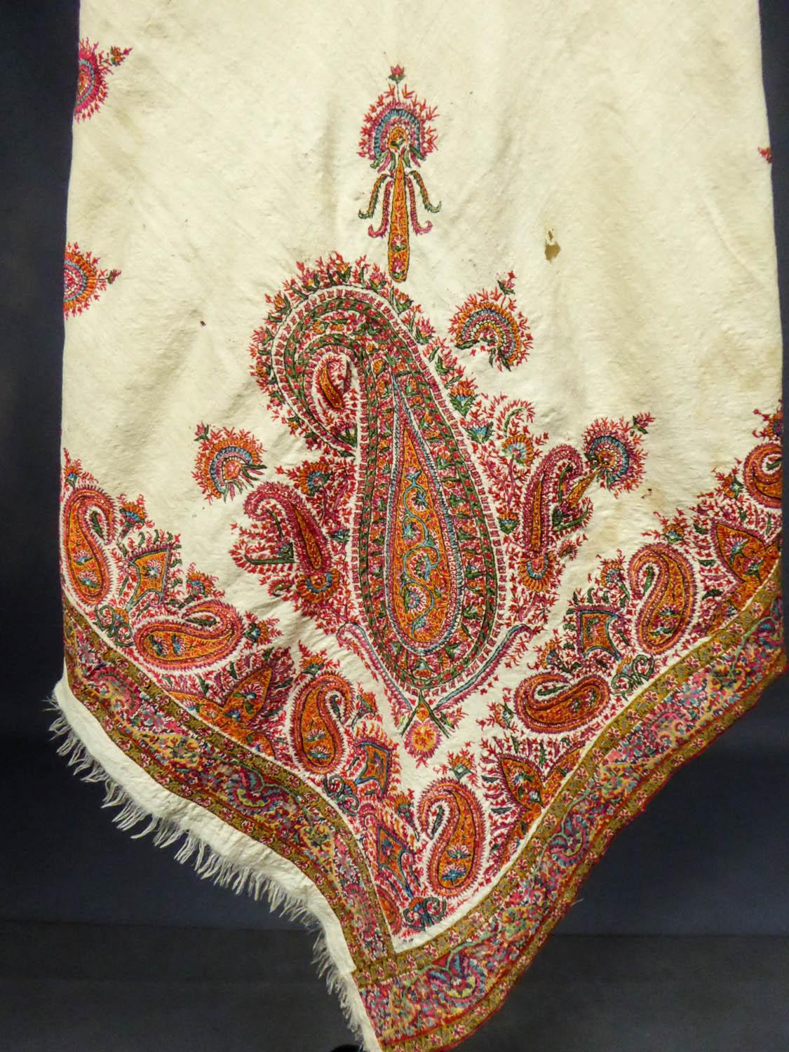 Squared Indian Embroidered Kashmir Shawl Circa 1870 6