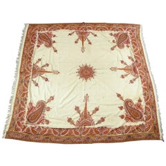 Châle indien carré brodé Cachemire, circa 1870