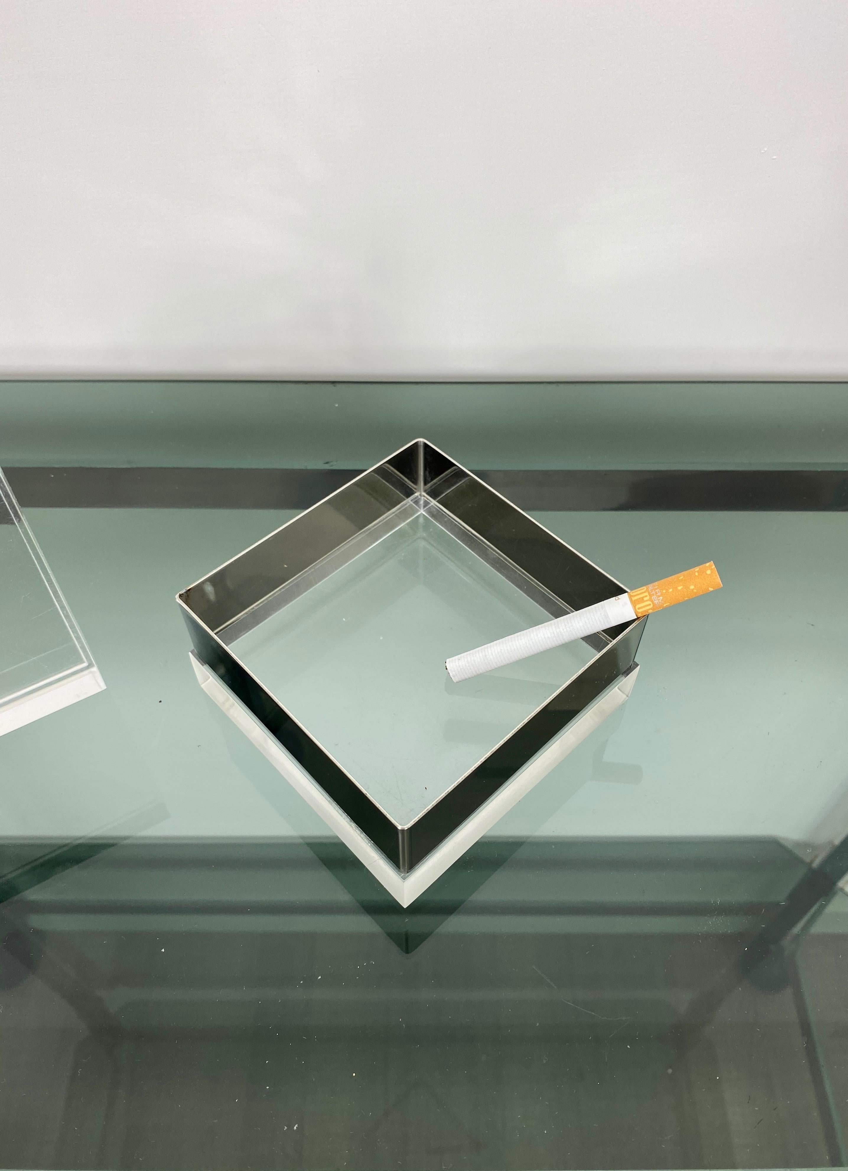 Squared Lucite and Chrome Box, Italy, 1970s 2