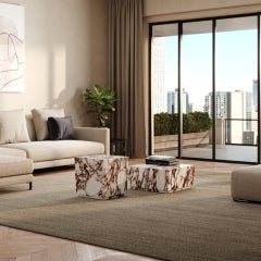 Blanc quadrillé  Table basse en marbre