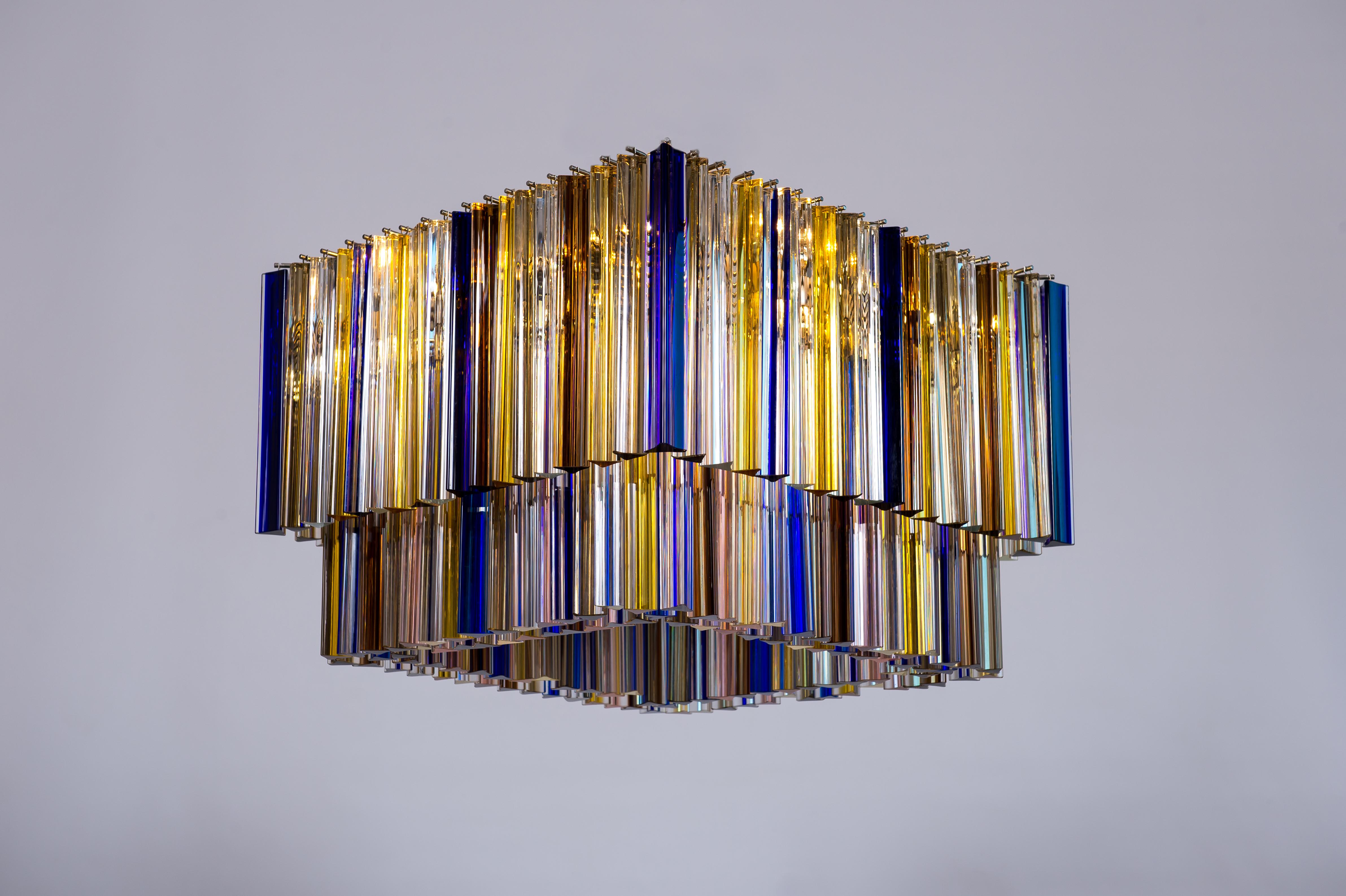 Modern Squared Rainbow Flush Mount in Customizable Murano Glass Contemporary Italy For Sale