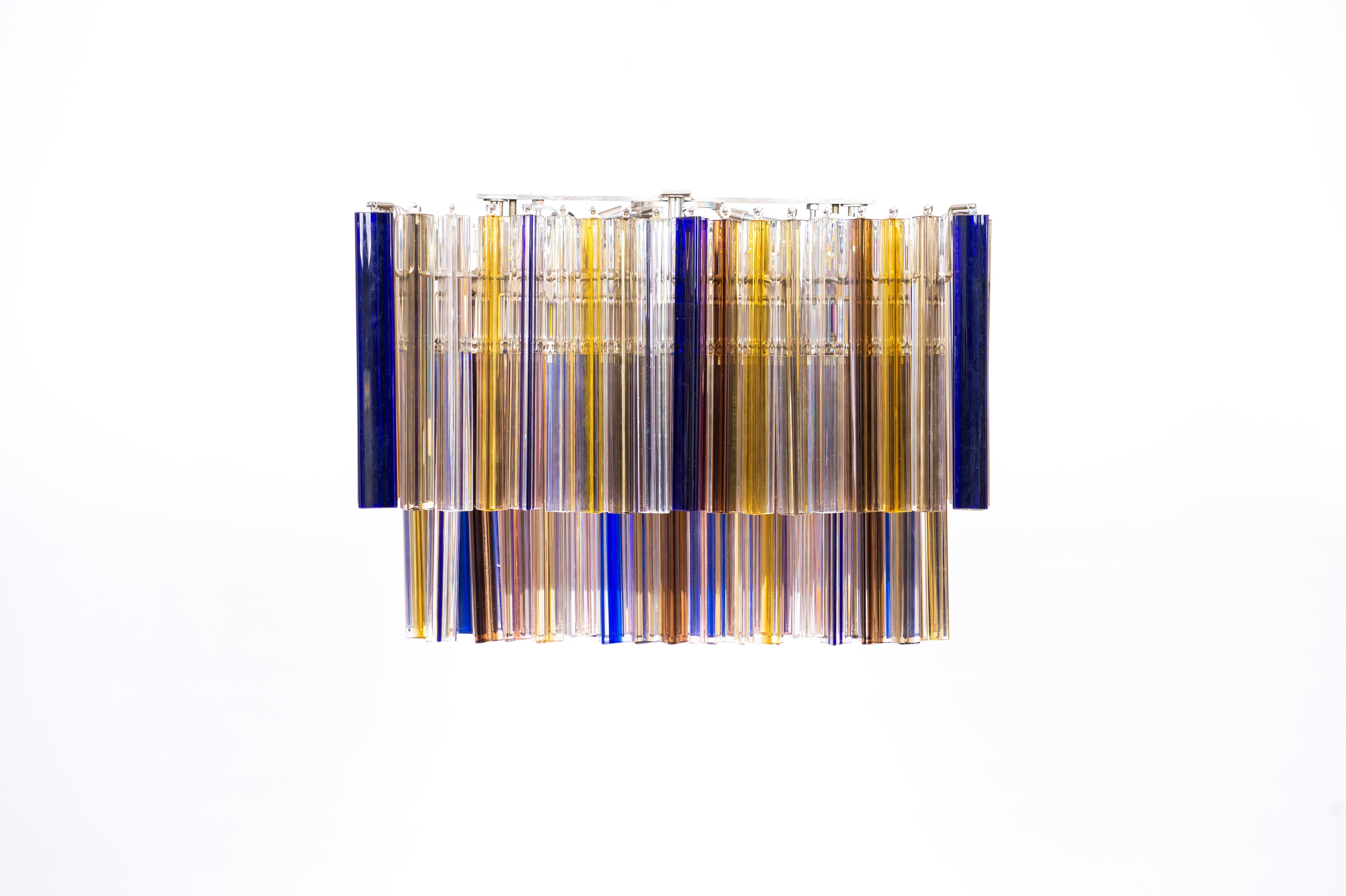 Italian Squared Rainbow Flush Mount in Customizable Murano Glass Contemporary Italy For Sale