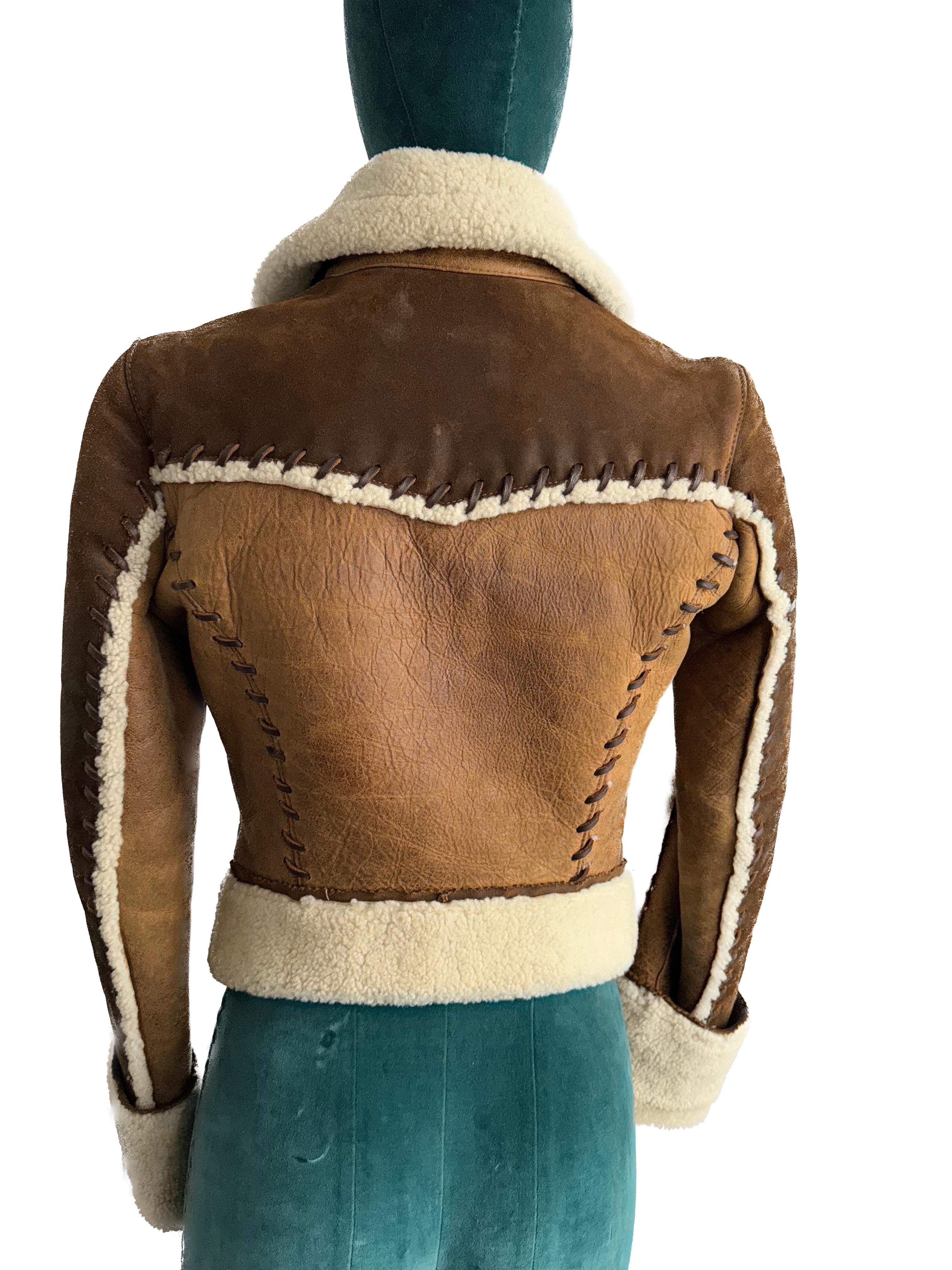 Women's Squared Shearling short Jacket  For Sale