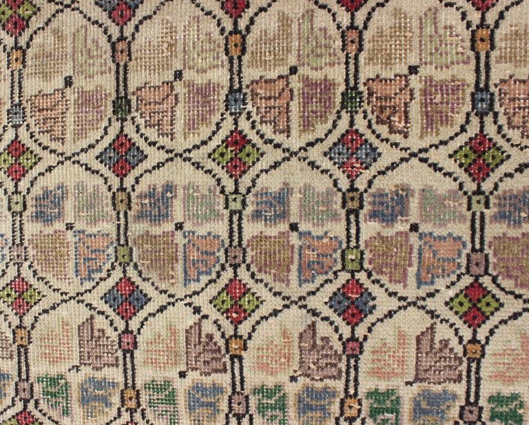 Squared Size MidCentury Modern Rug with Circular Pattern in Variety of