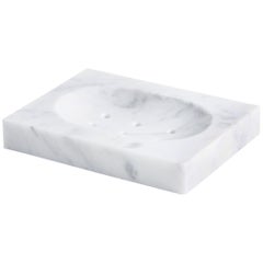 Squared Soap Dish in White Carrara Marble