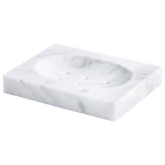 Handgefertigte quadratische Seifenschale aus weißem Carrara-Marmor