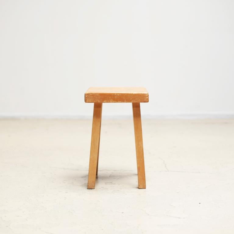 Squared Stool for Les Arcs by Charlotte Perriand In Good Condition In Edogawa-ku Tokyo, JP