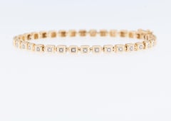 Squared Tennis 18 karat Gold French Bracelet with Diamonds