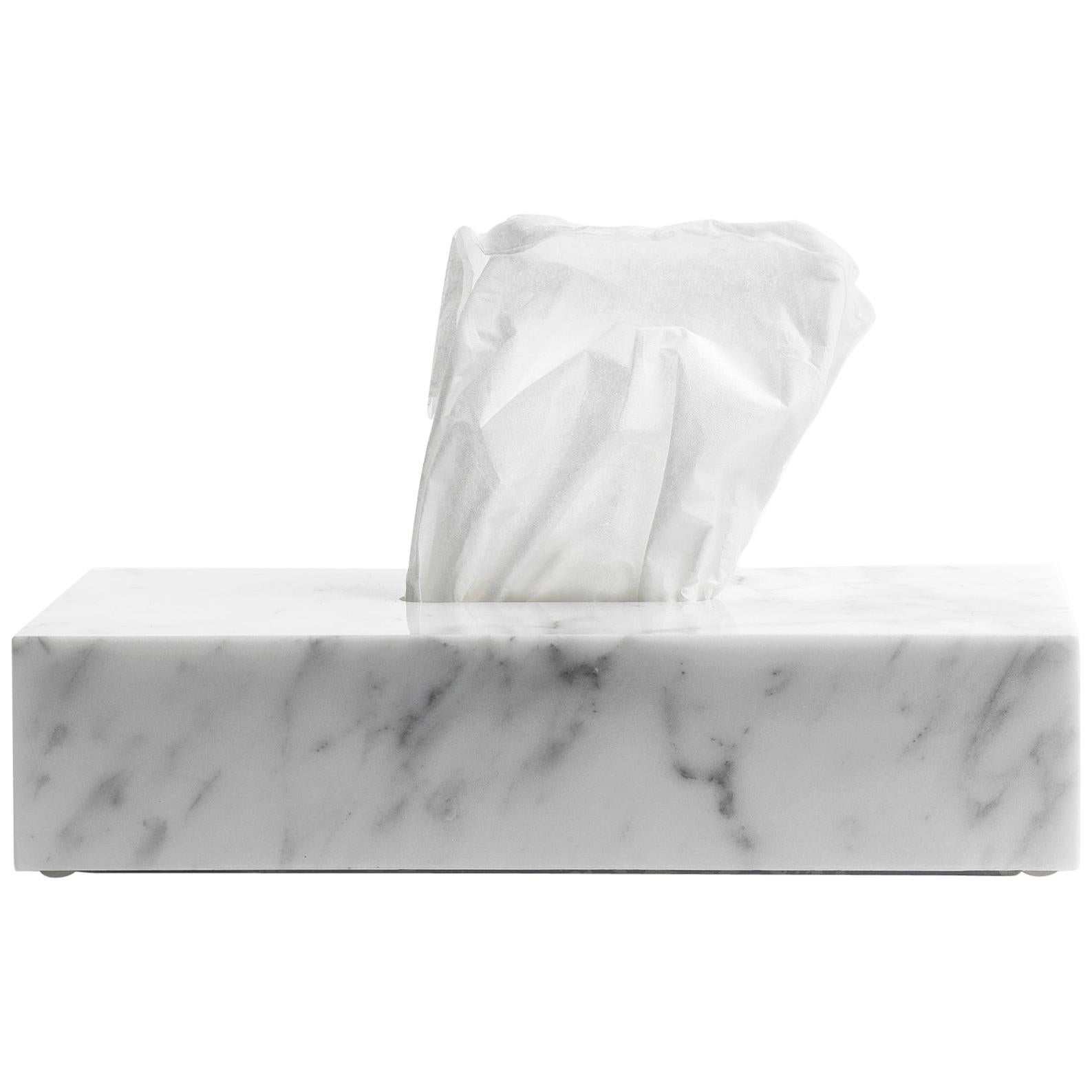 Contemporary Squared Tissues Cover Box in Marble