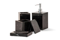 Handmade Squared Toothbrush Holder in Black Marquina Marble