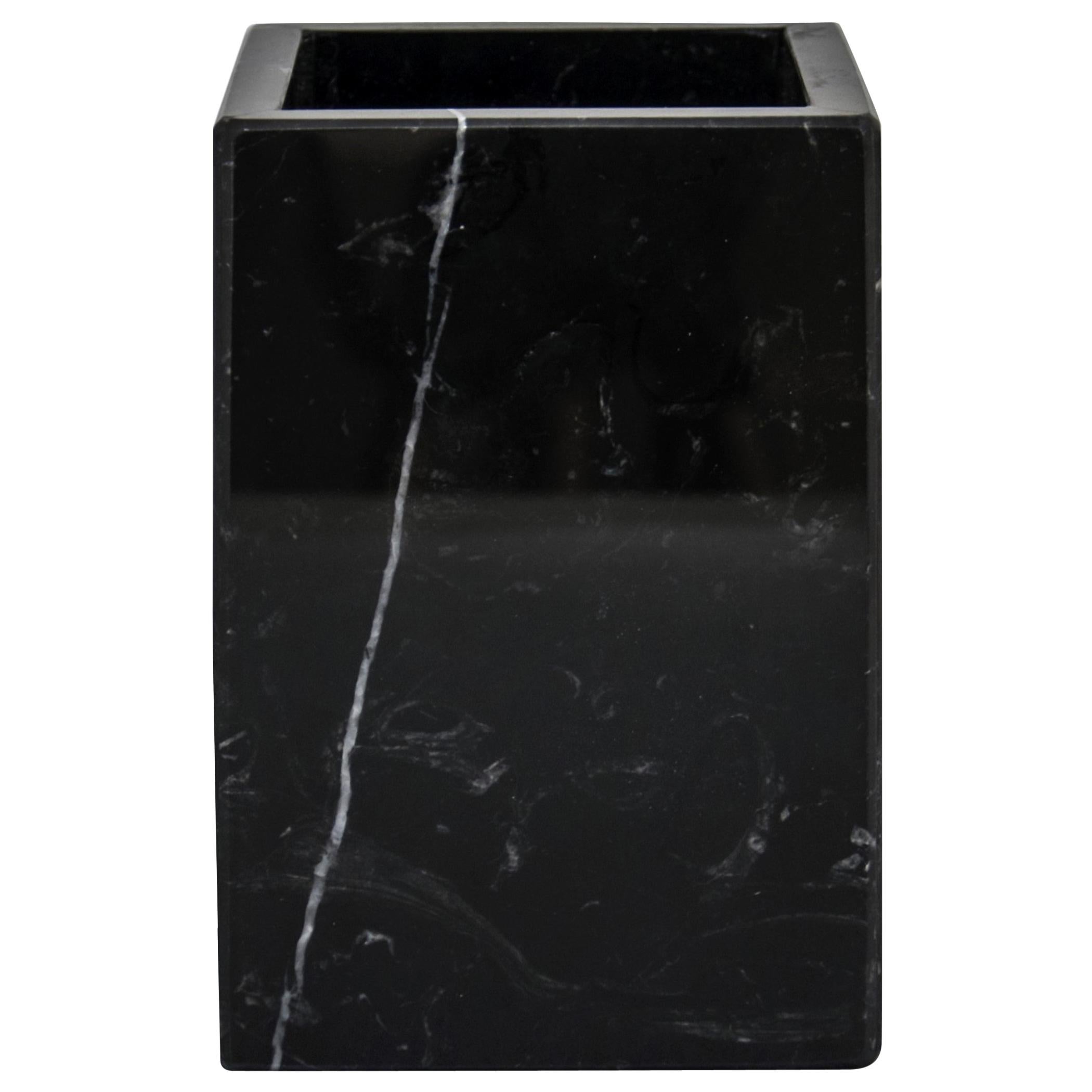 Squared Toothbrush Holder in Black Marble