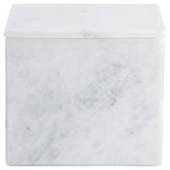 Handmade Squared White Carrara Marble Box with Lid