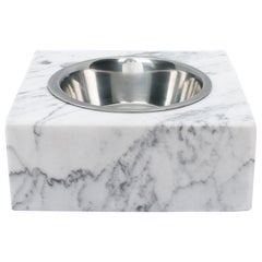 Squared White Carrara Marble Cats / Dogs Bowl