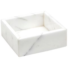 Handmade Squared White Carrara Marble Cotton Box